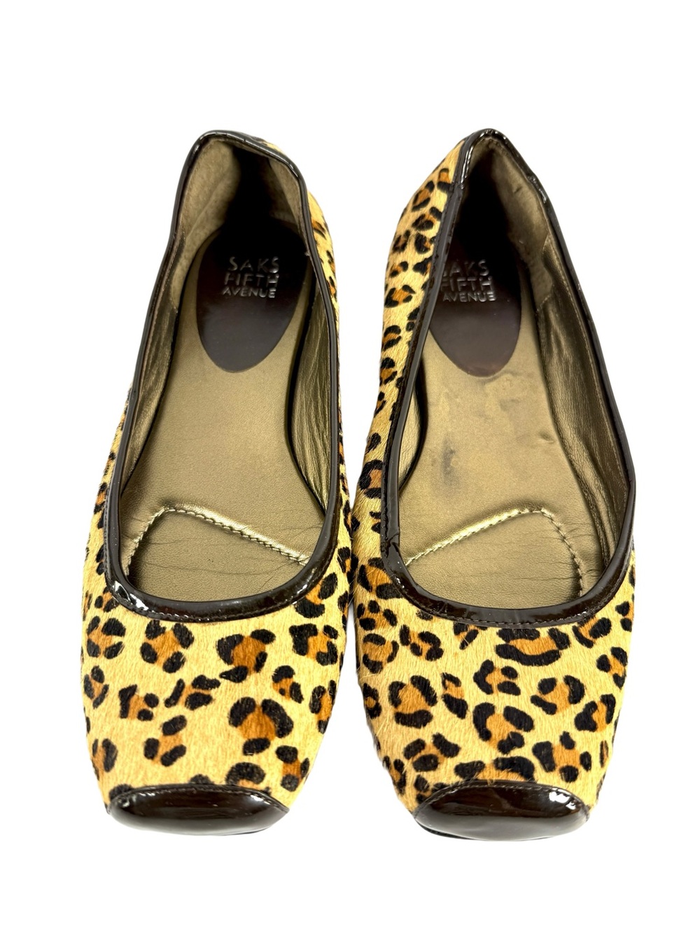 Saks Fifth Avenue Leopard Print Ballet Flats - Yellow/Black